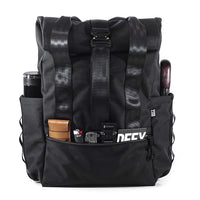 VerBockel Rolltop Backpack 2.0 'Un-Zipped' / Black Ballistic Nylon x ECOPAK™ EPX ’Fire Edition’ / Ships in 6-8 Weeks