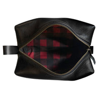 Dopp Kit / Horween Essex Rookery Leather x Buffalo Plaid Wax Canvas / Ships in 6-10 Weeks