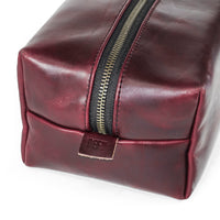Dopp Kit / Horween Oxblood Chromexel® Leather x Japanese Train Conductor Denim / Ships in 6-10 Weeks