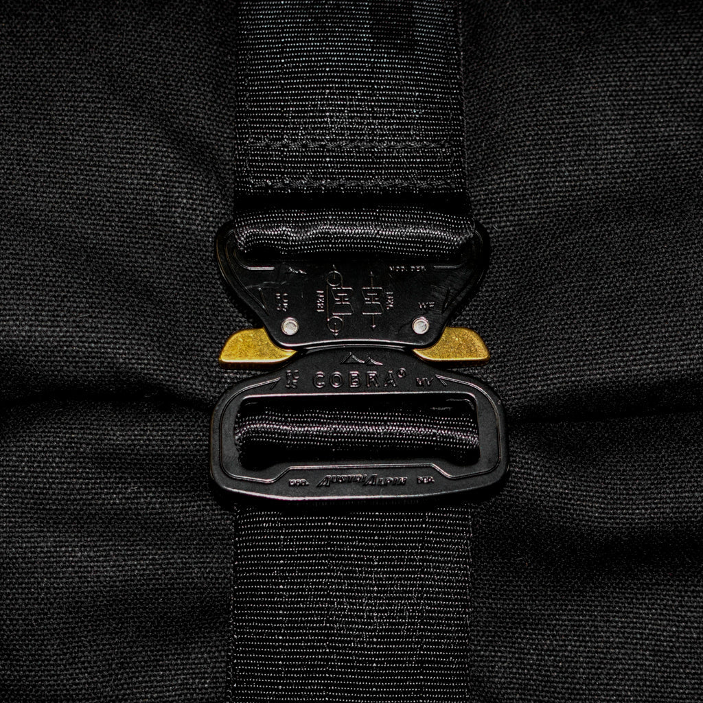 VerBockel Rolltop Backpack 2.0 'Un-Zipped' / Black Ballistic Nylon x ECOPAK™ EPX ’Fire Edition’ / Ships in 6-8 Weeks
