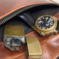 Defender DayTripper / Horween Cavalier Whiskey Leather x TexWax™ Autumn Plaid Wax Canvas / Low Stock