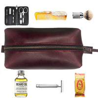 Dopp Kit / Horween Oxblood Chromexel® Leather x  Japanese Train Conductor Denim / Ships in 6-10 Weeks