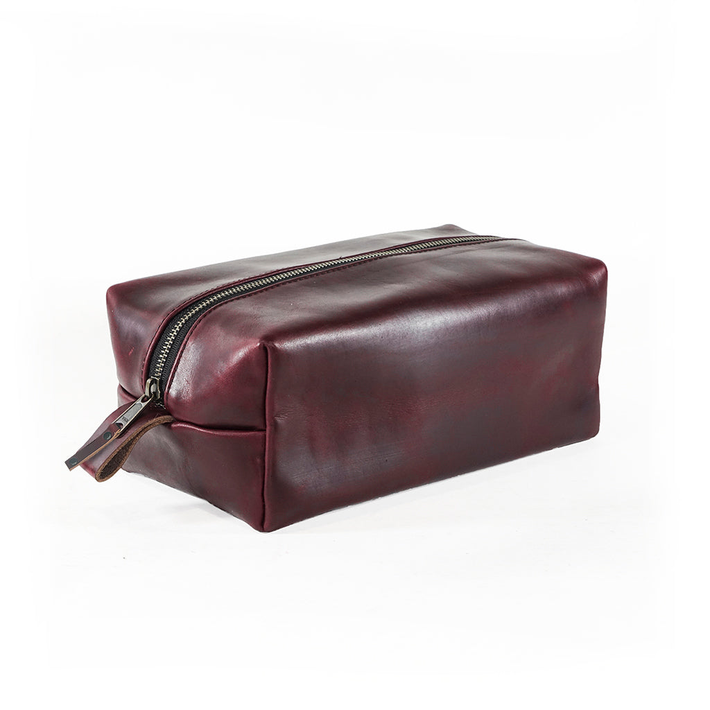 Dopp Kit / Horween Oxblood Chromexel® Leather x  Japanese Train Conductor Denim / Ships in 6-10 Weeks