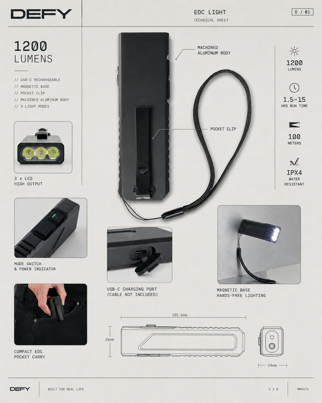 OTR Led Magnetic Flashlight / Ships in 2 Weeks
